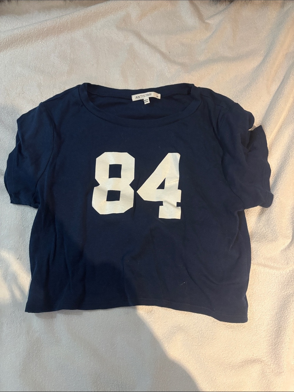 Antistar Navy Blue '84' Short Sleeve Crop Tee